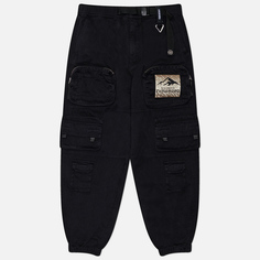 Мужские брюки Evisu Evisukuro Garment Pigment Dyed Cargo Joggers, цвет чёрный, размер XL