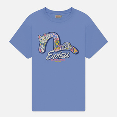 Женская футболка Evisu Cat With Daruma Seagull Plastisol Printed, цвет фиолетовый