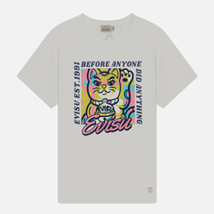 Женская футболка Evisu Cat With Slogan Plastisol Printed & Flocking, цвет белый