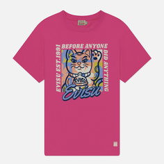 Женская футболка Evisu Cat With Slogan Plastisol Printed & Flocking, цвет розовый, размер M