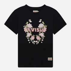 Женская футболка Evisu Floral & Logo Printed, цвет чёрный
