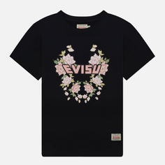 Женская футболка Evisu Floral & Logo Printed, цвет чёрный, размер M