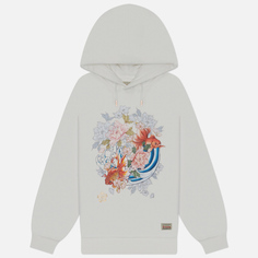 Женская толстовка Evisu Goldfish & Floral Wave Printed Hoodie, цвет белый, размер S