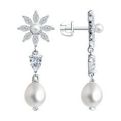 Серьги SOKOLOV из серебра с жемчугом и фианитами