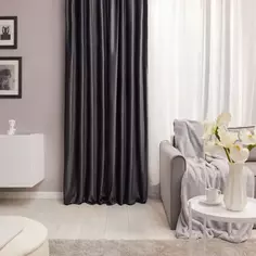 Штора со скрытыми петлями блэкаут Tony 200x280 см цвет темно-серый Paris 2 Inspire