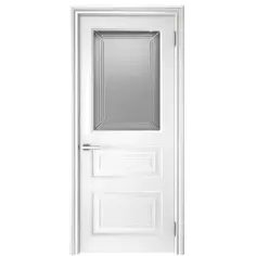 Дверь межкомнатная остеклённая с замком и петлями в комплекте Ларго 3 70x200 см эмаль цвет белый Без бренда