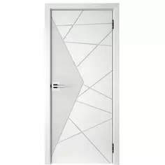 Дверь межкомнатная глухая с замком и петлями в комплекте Соло 3 90x200 эмаль цвет белый Без бренда