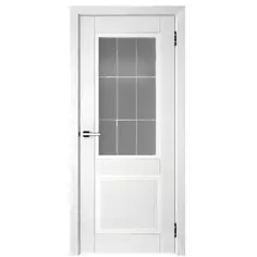 Дверь межкомнатная остеклённая с замком и петлями в комплекте Эколайн 2 60x200 см МДФ цвет белый Без бренда