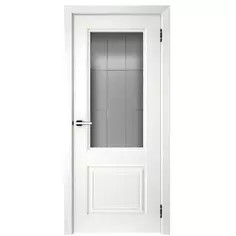 Дверь межкомнатная остеклённая с замком и петлями в комплекте Скин 2 60x200 см эмаль цвет белый Без бренда