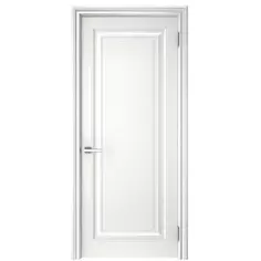 Дверь межкомнатная глухая с замком и петлями в комплекте Ларго 1 60x200 см эмаль цвет белый Без бренда