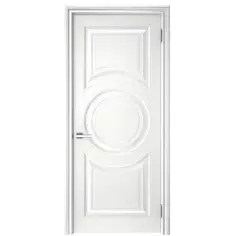 Дверь межкомнатная глухая с замком и петлями в комплекте Ларго 4 60x200 см эмаль цвет белый Без бренда