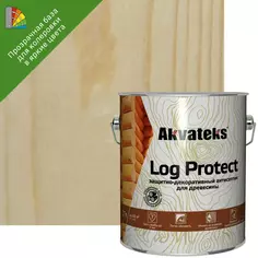 Антисептик защитно-декоративный для древесины и бревен Akvateks LOG Protect полуматовый прозрачный 2.7 л Акватекс