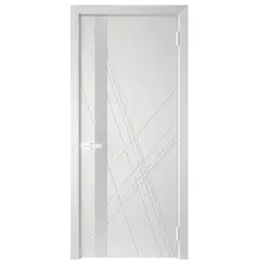 Дверь межкомнатная остекленная с замком и петлями в комплекте Графика Х 60x200 см эмаль цвет светло-серый Без бренда