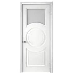 Дверь межкомнатная остекленная с замком и петлями в комплекте Ларго 4 70x200 см эмаль цвет светло-серый Без бренда