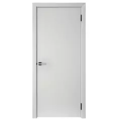 Дверь межкомнатная глухая с замком и петлями в комплекте Гладье 60x200 см эмаль цвет светло-серый Без бренда