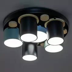 Люстра потолочная светодиодная Ritter Scandia 52075 7 с д/у 54 Вт 18 м² 2700К-6500К цвет черный/зеленый/голубой/дерево