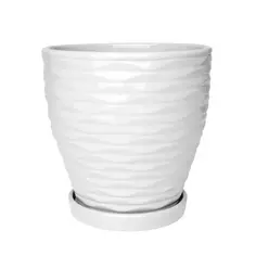 Горшок цветочный Эллипс ø17,8 h18 керамика белый Без бренда