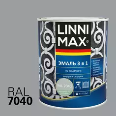 Грунт-эмаль по ржавчине 3 в 1 Linnimax цвет серый полуматовый 0.75 л Без бренда