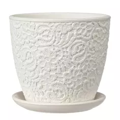 Горшок цветочный Гипюр Бутон 2 КБ-Б2-179-03 ø14.6 h13 см v1.31 л керамика белый Без бренда