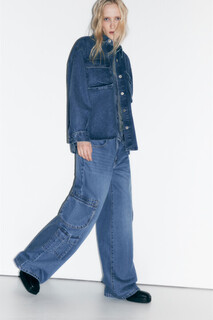 брюки джинсовые женские Джинсы широкие с карманами карго Befree