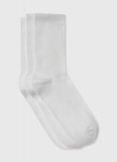 Базовые носки в рубчик, 3 пары, Белый O'stin