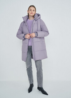 Удлинённое утеплённое пальто с капюшоном, Фиолетовый O'stin