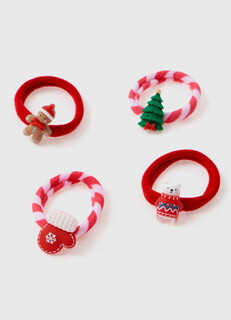Новогодние резинки для волос для девочек, 4 шт., Красный O'stin