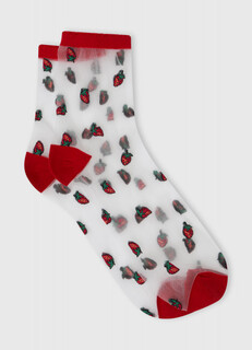 Прозрачные носки с рисунком, Красный O'stin
