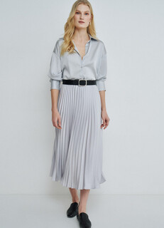 Плиссированная юбка миди, Белый O'stin