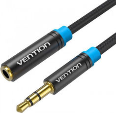 Кабель акустический Vention VAB-B06-B100-M удлинитель аудио, Jack 3,5 mm M/Jack 3,5 mm F, 1 м, тканевая оплетка