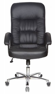 Кресло офисное Бюрократ T-9908AXSN-AB черное, кожа, крестовина хром