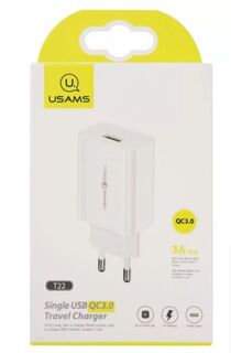 Зарядное устройство сетевое Usams US-CC083 T22 УТ000027074 USB QC3.0, 3A, 18W, белое (CC83TC01)