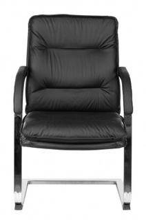 Кресло офисное Бюрократ T-9927SL-LOW-V цвет черный, кожа, низк.спин. полозья металл хром