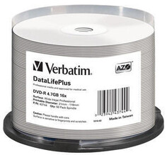 Диск DVD-R Verbatim 43744 4.7ГБ, 16x, 50 шт., Cake Box Printable