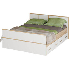 Двуспальная кровать БТС 1.6 LIGHT МС Сакура с основанием (дуб сонома/белый) BTS