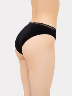 Классические трусики в рубчик черного цвета с кружевным поясом Mark Formelle