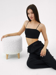 Брюки женские домашние из вискозы и льна в черном цвете Mark Formelle