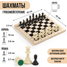 Шахматы гроссмейстерские, турнирные 43х43 см, фигуры пластик, король h-10 см, пешка h=4.5 см NO Brand