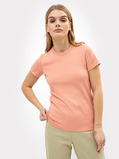 Хлопковая футболка из интерлока в персиковом цвете Mark Formelle