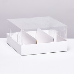 Упаковка с прозрачной крышкой под 3 эклера, белый 13,5x13.5x6 см NO Brand