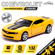 Машина металлическая chevrolet camaro, 1:32, открываются двери, инерция, цвет желтый Автоград