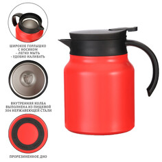 Термос-кофейник, 1 л, с ситечком, сохраняет тепло до 12 ч, красный NO Brand