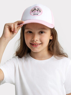 Бейсболка детская для девочек розово-белая с печатью Mark Formelle