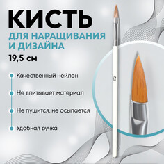 Кисть для наращивания и дизайна ногтей, лепесток, 19,5 см, d - 5 × 18 мм, в пластиковом футляре, цвет белый Queen Fair