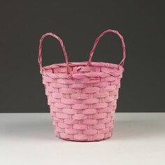 Корзина плетеная, d16 х 13,5 х 20 см, розовая, бамбук NO Brand