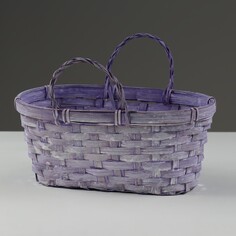 Корзина плетеная, 26 х 13 х 11 см, фиолетовая, бамбук NO Brand