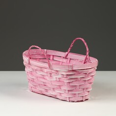 Корзина плетеная, d26 х 13 х 11 см, розовая, бамбук NO Brand