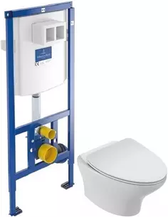 Комплект подвесной унитаз Jacob Delafon Nouvelle Vague EDJ102-00 + E20069-00 + система инсталляции Villeroy & Boch 92246100