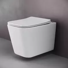 Унитаз подвесной Ceramica Nova Cubic CN1806 безободковый, с сиденьем микролифт, белый