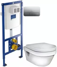 Комплект подвесной унитаз Gustavsberg Hygienic Flush 5G84HR01 + система инсталляции Villeroy & Boch 92246100 + 92249061